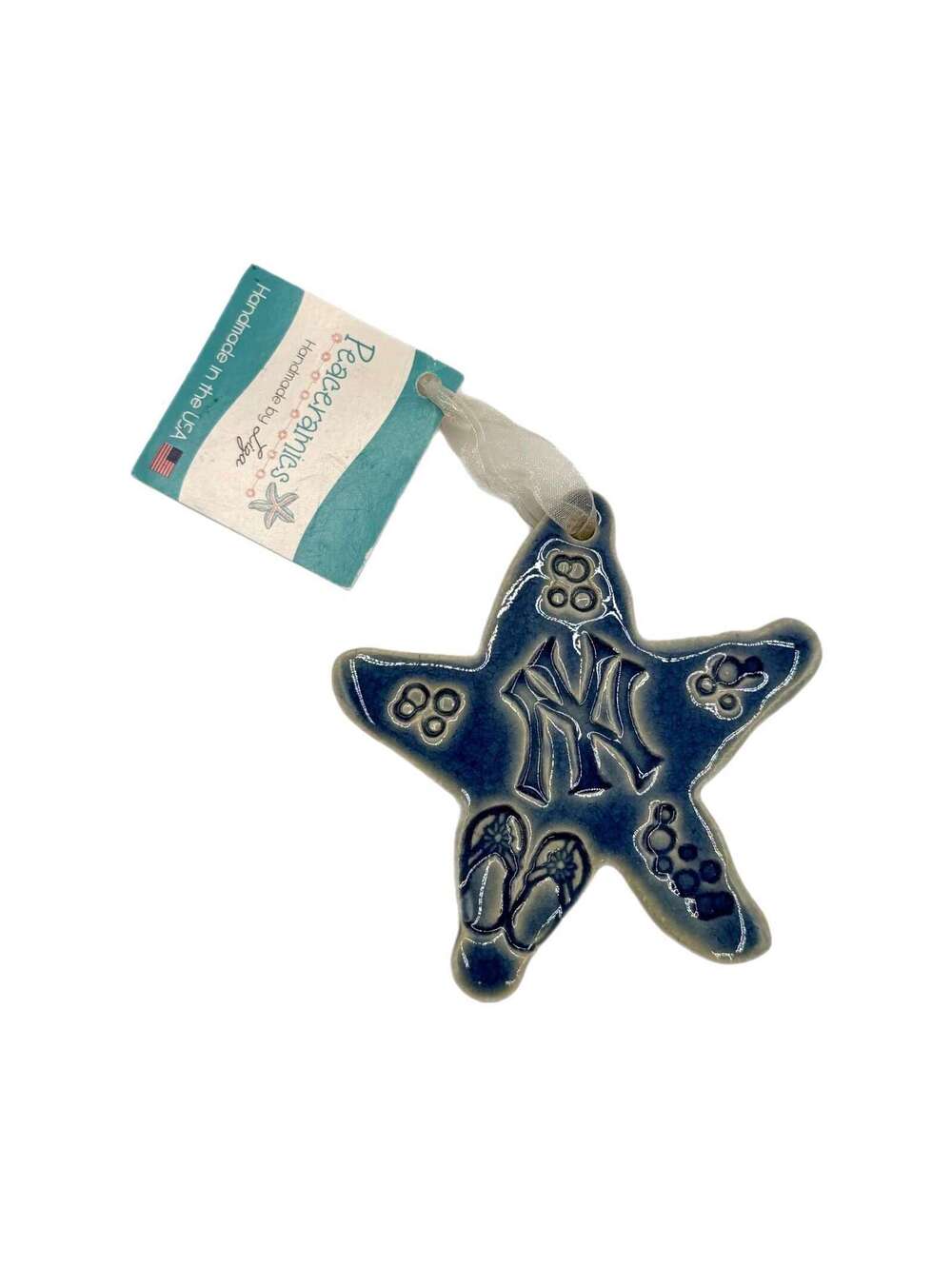 Vintage Handmade Blue New York Yankees Ceramic Starfish Ornament – New